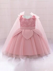 Đầm dự tiệc công chúa lưới xanh tuyệt đẹp cho bé gái - Hồng - Xem 1