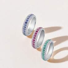 1 pieza Anillo de aleación coreano de estilo nuevo totalmente enjoyado de 3 hileras, joyería de moda hip hop de para hombres y mujeres, accesorio de joyería para fiestas/festivales
