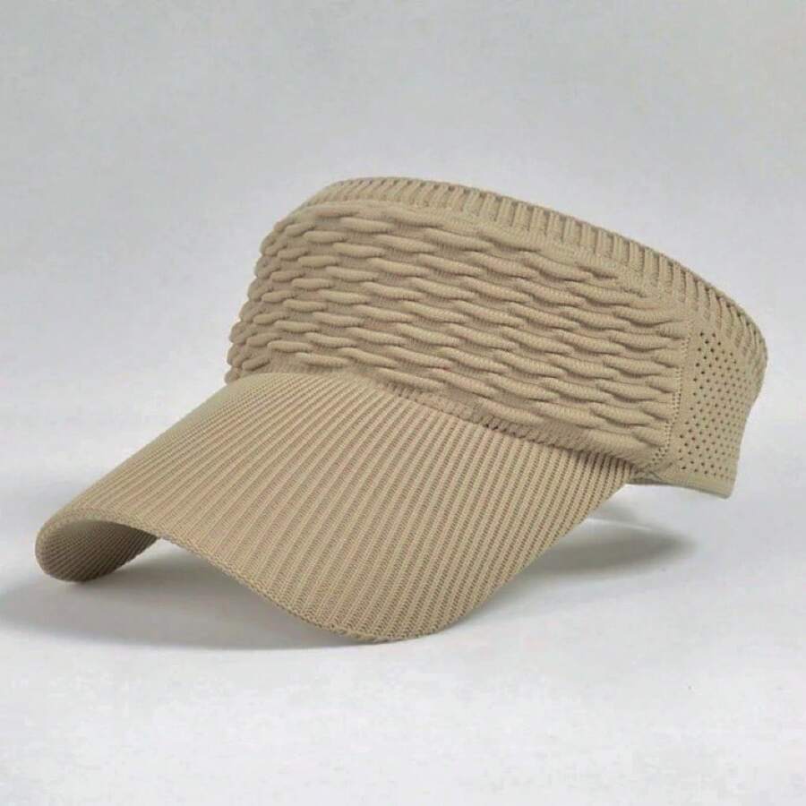 Women's Sport Cap Knitting Large Brim Beachwear Summer Running Sun Protection Visor - 駝色 - 查看 1