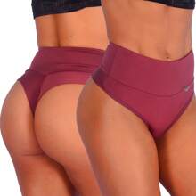 Kit Of 5 Microfiber High-Rise Thong Panties With Cotton Lining | 043 - 彩色 - 查看 4