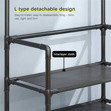 Shoe Rack Hanger Clothes Rack 4 Tiers Shelves 8 Multipurpose Supports - 黑色 - 查看 3