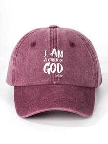 1 件女式水洗印花“I AM A OF GOD”可调节棒球帽，户外防晒休闲帽，适合春季、秋季、旅行、海滩、度假、Y2K 风格男女通用帽子