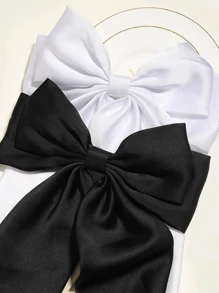 1/8 件缎面蝴蝶结女孩丝滑多层发夹超大长尾蝴蝶结发夹法式大发带发夹金属夹蝴蝶结发饰