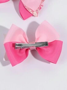 2个粉色系发夹，闪亮亮片蝴蝶结鳄鱼夹，燕尾双层粉色罗缎蝴蝶结发夹，可爱甜美蝴蝶结发卡，女士时尚发饰，情人节礼物，发夹爪夹，学习用品，情人节配饰，头部配饰，发卡 - 粉紅彩色 - 查看 5