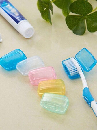 5 pezzi/10 pezzi Custodia portatile per spazzolino da denti, Copertura protettiva per testina dello spazzolino, Porta spazzolino da viaggio, Colore casuale per set da 5 pezzi, Decorazione per casa e bagno, Decorazione autunnale, Ritorno a scuola