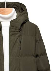 Boyfriend Style Men's Outdoor Warm Mid-Length Hooded Jacket - Army Green - View 5