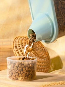 1pc Random Transparent Pet Food Container, Grain Storage Canister, Cat Food Canister, Airtight Dry Food Container For Storage