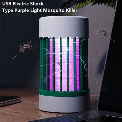 1 pieza Lámpara eléctrica mata mosquitos, luz repelente de mosquitos alimentada por USB para interiores y exteriores, lámpara portátil para el hogar con trampa para mosquitos y fotocatalizador