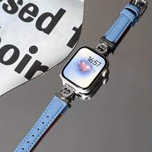 Creative Ocean Heart-Shaped Splicing Strap Design, Compatible With Apple Watch 9/8/7/6/5/4/3/2/S/Uitra High-End Leather Double Heart Strap, Adjustable Size 38/40/41/42/44/45/49mm, Fashionable Upgrade Leather Replacement Strap, Wristband