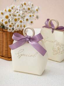 5PCS Gift Bag Wedding Favors Candy Box,For Mother's Day,Letter Graphic Bow Decor,Candy Gift Small Box Basket Jewelry Packaging Bags,Gift Wrapping Bag For Party,Gift For My Mother