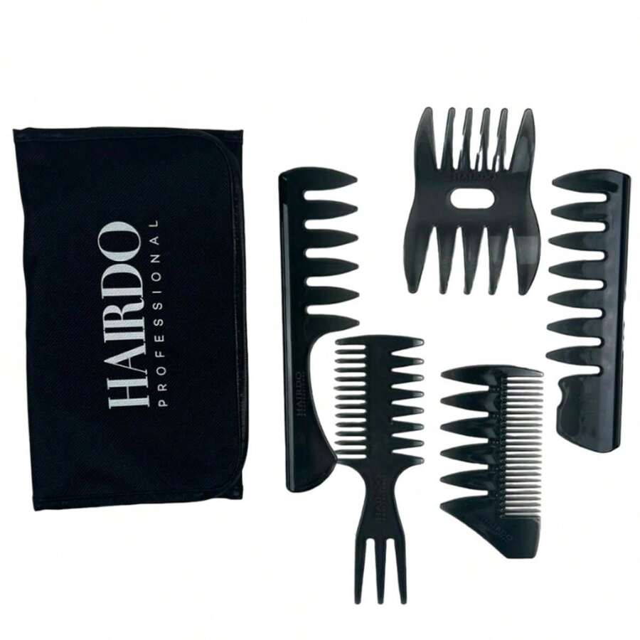 Kit 5 Professional Combs Hairstyles For Barbers - 黑色 - 查看 1
