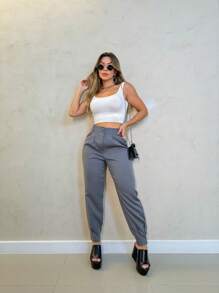 Slouchy Pants Tailleur Mode Social Tailoring - Light Grey - View 3