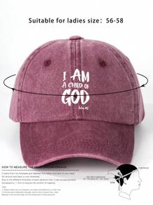 1 件女式水洗印花“I AM A OF GOD”可调节棒球帽，户外防晒休闲帽，适合春季、秋季、旅行、海滩、度假、Y2K 风格男女通用帽子