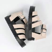 READY SALTED New Women's Sandals Buckle Casual Beach Shoes Thick Soles Large Size Flat Open Toe Travel Sandals