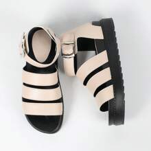 READY SALTED New Women's Sandals Buckle Casual Beach Shoes Thick Soles Large Size Flat Open Toe Travel Sandals