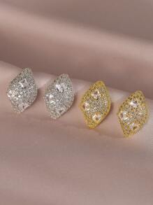 1 对时尚水钻 CZ 耳钉 女士女孩水晶耳钉 派对约会周年纪念珠宝礼物 - 菱形 - 查看 1