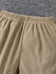 3 件套时尚校园风格少女装：少女经典格子翻领羊毛夹克 + 纯色短吊带上衣 + 纯色松紧腰喇叭裤，优雅女性化户外休闲冬装，舒适柔软日常时尚秋季少女服装