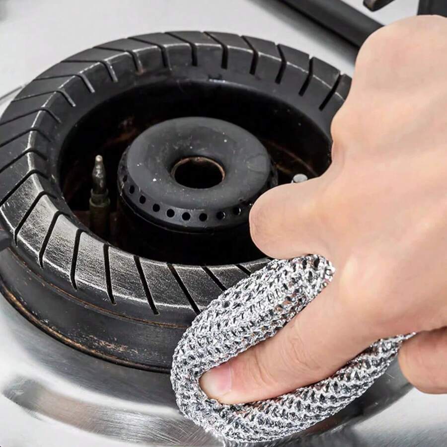 10pcs Polyester Scouring Pads With Steel Wire, NonScratch For Kitchen