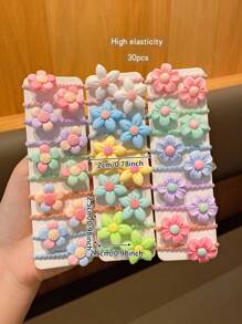 30pcs Plant & Flower Themed Hair Scrunchies, Cute Gift For Girls