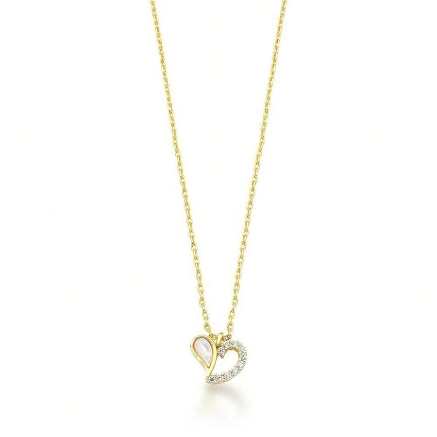Half Heart Necklace With Gold - 金色 - 查看 1