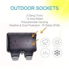 Outdoor Sockets 13A Waterproof Plug Socket IP66 Double Gang Twin Switched Socket Outside Outdoor Wall Electrical Rated Plug Power Socket Box - Variant1 - View 6