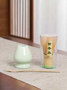 3 件套抹茶套装,抹茶打蛋器传统勺茶匙抹茶配件,传统抹茶冲泡的完美套装,天然竹茶打蛋器,绿色/黑色/白色 - 茶筅立三件套 - 查看 3