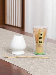 3 件套抹茶套装,抹茶打蛋器传统勺茶匙抹茶配件,传统抹茶冲泡的完美套装,天然竹茶打蛋器,绿色/黑色/白色 - 茶筅立三件套 - 查看 11