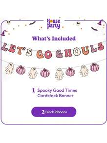 Phông nền tiệc Halloween của Let's Ghouls, Cờ treo, Đồ trang trí bánh, Đồ trang trí tiệc Halloween hình ma bí ngô, Giáng sinh - Nhiều màu - Xem 6
