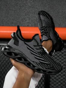 1 Pair Men's Knit Thickened Breathable Casual Shoes Outdoor Casual Style Lace-Up Running Jogging Sneakers