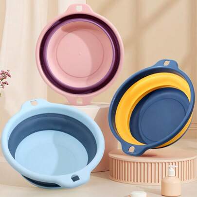 1 件/2 件便携式折叠盆，可折叠洗脸盆，圆形可折叠洗脸盆，适用于宿舍、露营、厨房、浴室、返校洗漱必需品