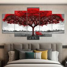5 stks/set canvas poster, kunst aan de muur print op canvas, moderne kunst, prachtige rode boom patroon print, ideaal cadeau voor woonkamer slaapkamer kantoor decoratieve muur, muur decor, winter decor, kamer decor, posters, kunst aan de muur, kamer decoratie spullen
