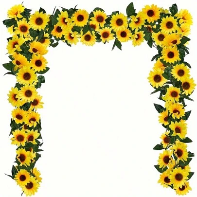 1 pieza/2 piezas/3 piezas/4 piezas, 2,40 m Decoración del hogar Enredadera artificial de girasol, Corona de flores de eucalipto verde con hojas de eucalipto de dólar plateado y corona de flores de respiración de bebé, centros de mesa de flores artificiales, Enredadera de espinas de eucalipto para decoración de mesa, Guirnalda de velas para centro de mesa, Decoración de pared para boda, fiesta, dormitorio, Día de San Valentín, regalo de cumpleaños, graduación, Plantas falsas