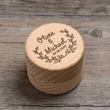 Custom Wedding Ring Box, Personalized Wooden Ring Box, Ring Bearer Box, Engagement Wood Ring Holder, Engraved Ring Box, Anniversary Gift - Beige - View 5