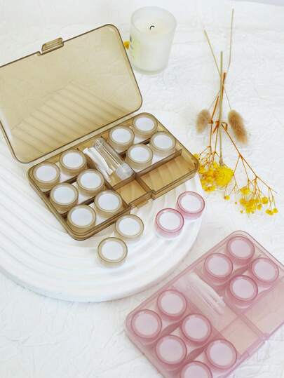 eyekan 6-In-1 Flip-Top Transparent Contact Lens Case, Simple And Portable Travel Set With Lovely Storage Box And Tweezers Removal Tool Eye Contacts Contact Lenses For Eyes Colored Contacts Halloween