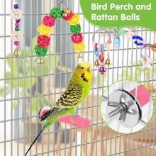 13Pcs/Set Random Color Parrot Toy, Bird Chewing Toy Include Bird Swing, Perch, Stand, Bell, Hanging Hammock, Bird Cage Toy Suitable For Parakeet