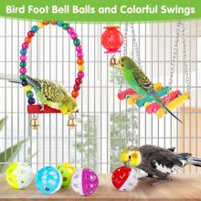 13Pcs/Set Random Color Parrot Toy, Bird Chewing Toy Include Bird Swing, Perch, Stand, Bell, Hanging Hammock, Bird Cage Toy Suitable For Parakeet