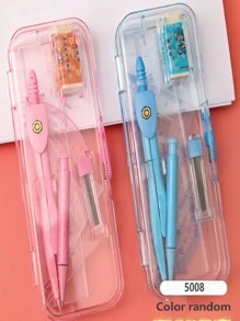 7pcs/Set Geometric Drafting Tools Kit, Includes Compass, Protractor, Triangle Ruler, Square, Ruler, Compass, And Angle Measure. School Supplies. - Multicolor - View 13