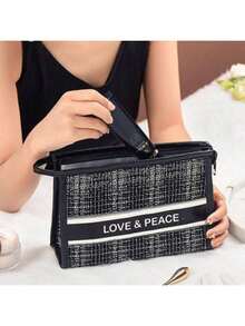 个性化盥洗包旅行收纳袋化妆包男女旅行收纳袋，化妆包，化妆包，度假收纳袋，大容量化妆品收纳袋化妆盒，适用于口红、刷子、护肤品、手机、硬币、小物品，适用于家庭、礼物、度假和节日万圣节圣诞节多功能用途 - 藍色 - 查看 7