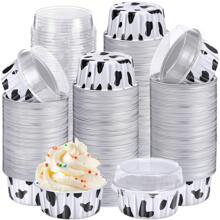 10/50/100pcs Disposable Ramekins (5oz/150ml) Mini Aluminum Foil Baking Cups With Lids Creme Brulee Cupcake Liners, Desert Cheesecake Pans Flan Molds Tin Cups Containers For Party Favor Birthday - Multicolor - View 26