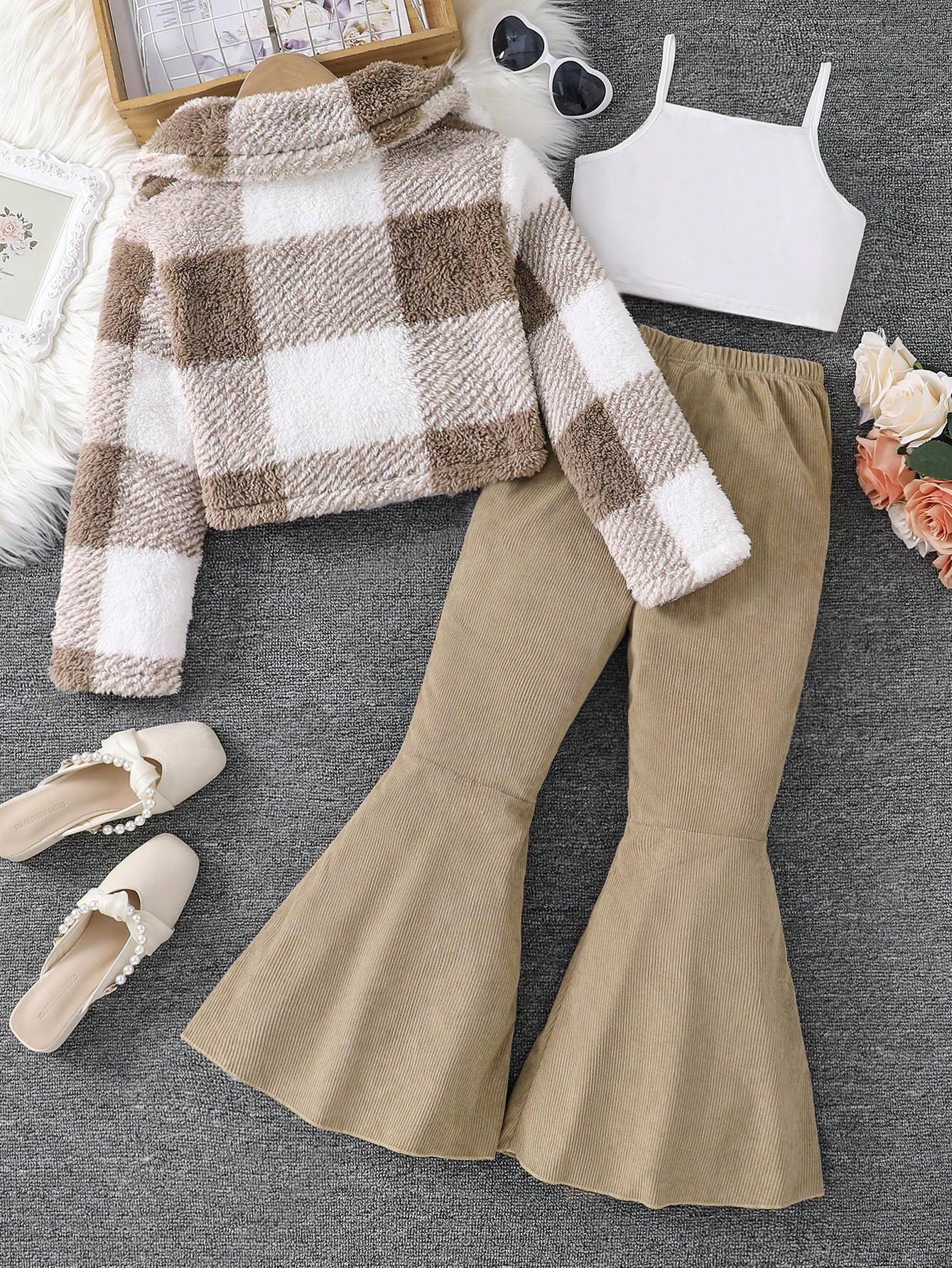 مجموعة ملابس بناتية مراهقة عصرية بأسلوب المدرسة: 3...