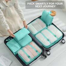 Packing Cubes For Suitcases,Packing Cubes With Shoe Bag, Cosmetics Bag, Clothing Bag, Accessories Bags Packing Cubes For Travel Luggage Organizer Women Men - 9件套 藍綠 - 查看 7
