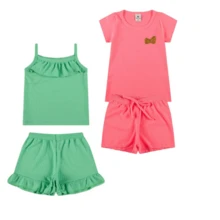 1 Set Consisting Of 2 Neon Pieces For Girls And Girls, Ribbed Size 1 To 14 - 1 Blouse + 1 Shorts - Nhiều màu - Xem 5