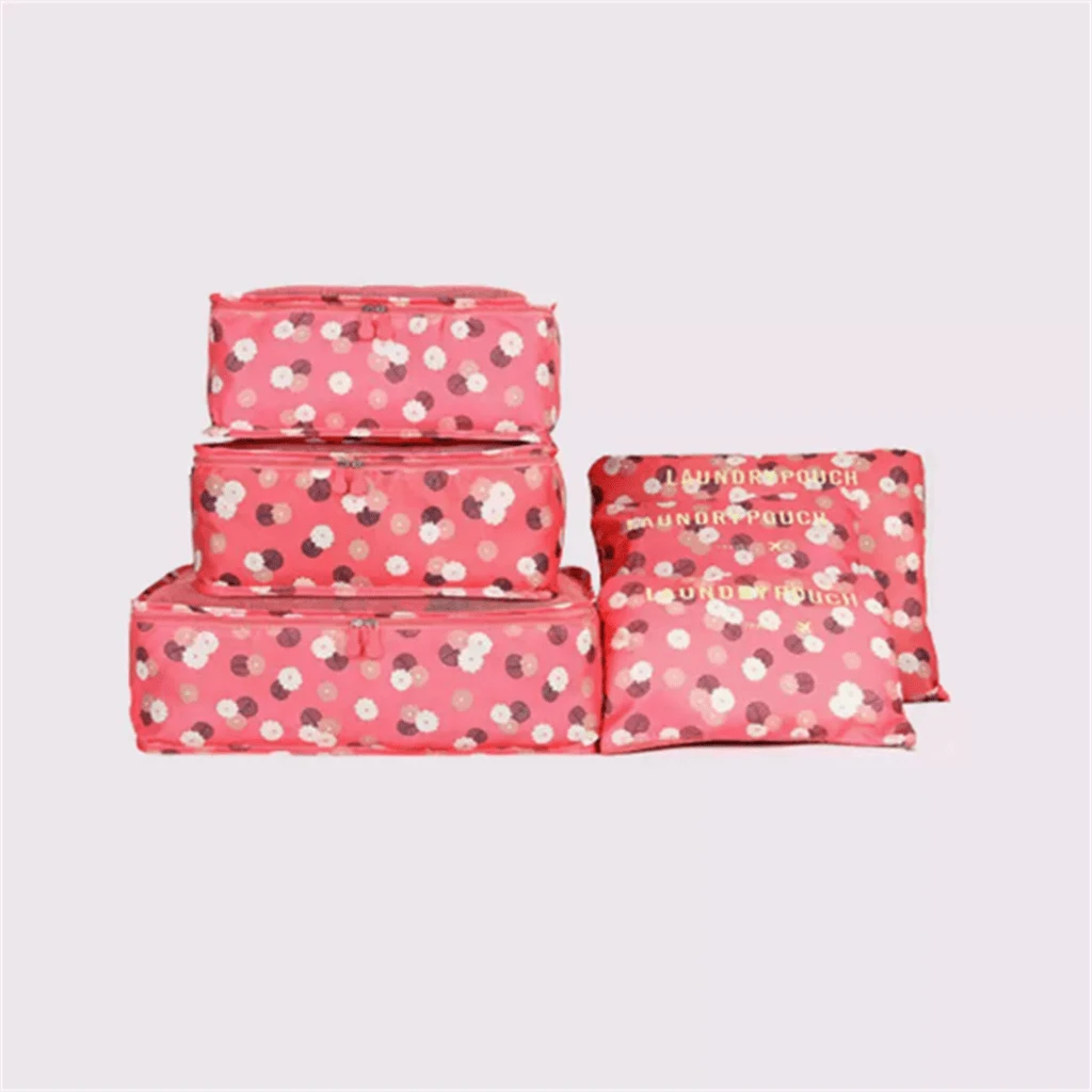 Suitcase Organizer Kit Travel Bag Toiletry Bag 6 Pieces CYC900108 - Hồng - Xem 1