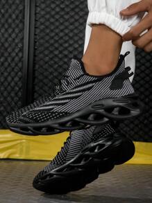 1 Pair Men's Knit Thickened Breathable Casual Shoes Outdoor Casual Style Lace-Up Running Jogging Sneakers