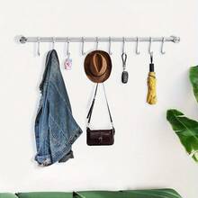 Utensil Rack Stainless Steel Wall Mounted Utensil Hooks With 12 Removable Hooks Kitchen Utensils Holder Utensil Hanging Rack Rail 52Cm (15.6") - Silver - View 6