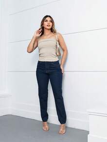 Women's Casual Basic Strapless Top - 米色 - 查看 2