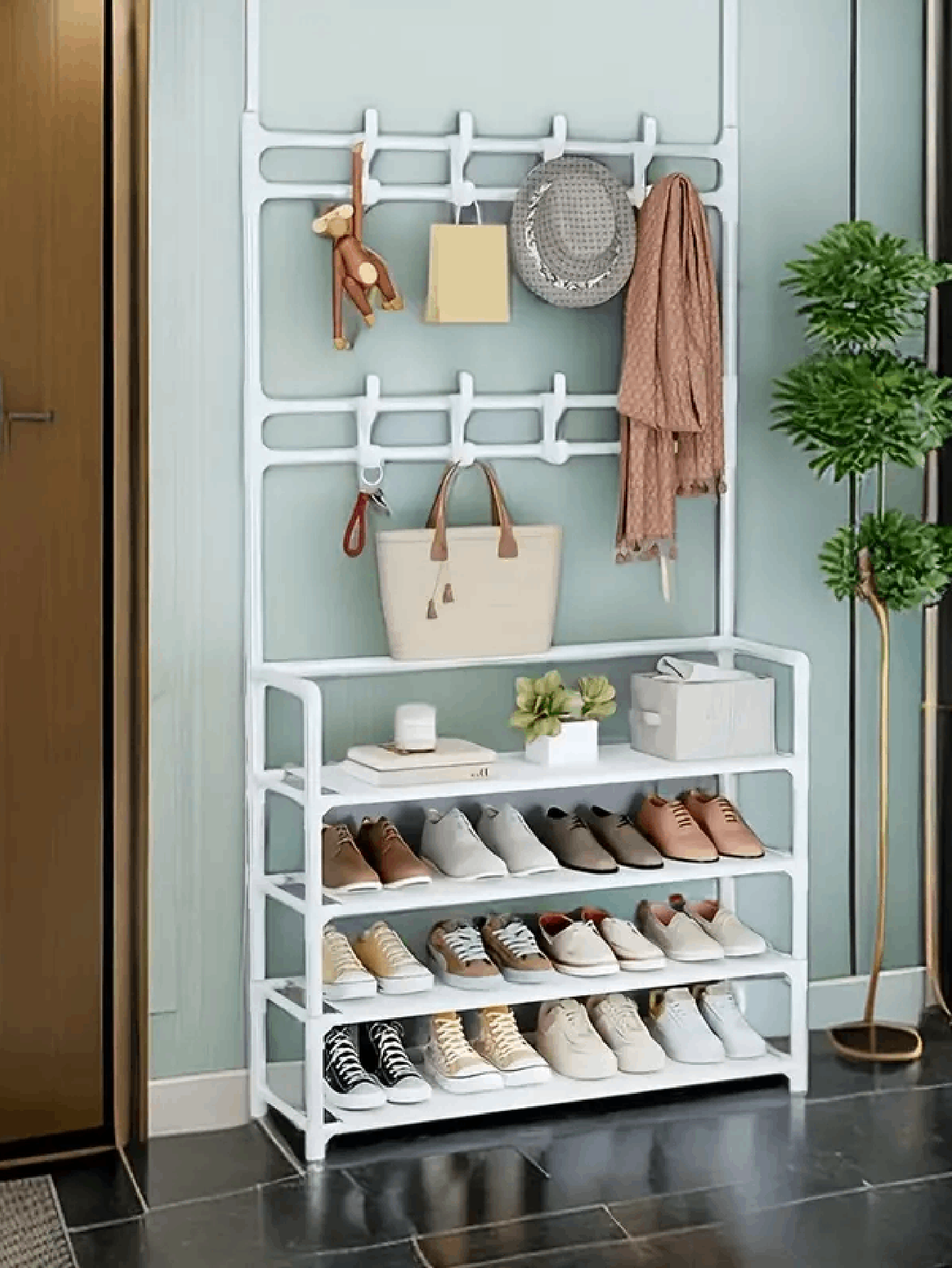 Perchero, Perchero de Zapatos de Vestíbulo, Perchero Independiente, Resistente y Fácil de Montar, Perfecto para Dormitorio