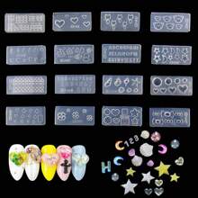 1 PC Beautiful Nail Art Silicone Mold 16 Designs Durable 3D Stereo Crystal Carving Jewelry Earring Pendant Mold Crystal Powder Carved Nail Art Tool - Multicolor - View 1