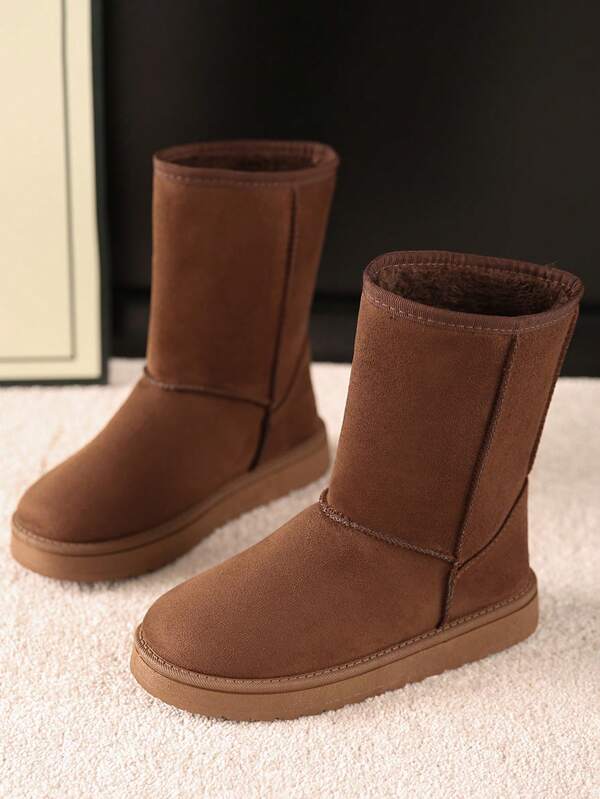 Damen klassische mittelhoch Schneestiefel, thermisch gefüttert, rutschfest, warme Stiefel bis zur Wadenmitte, Winter