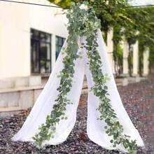 1/4/8 piezas de guirnalda de eucalipto falso con flores blancas: 5.9FT/180cm Hojas de eucalipto de dólar plateado Gypsophila Guirnalda, Enredaderas de follaje artificial para decoración de boda, fiesta, repisa, camino de mesa, hogar, oficinas, decoración de verano, plantas falsas - Multicolor - Ver 3